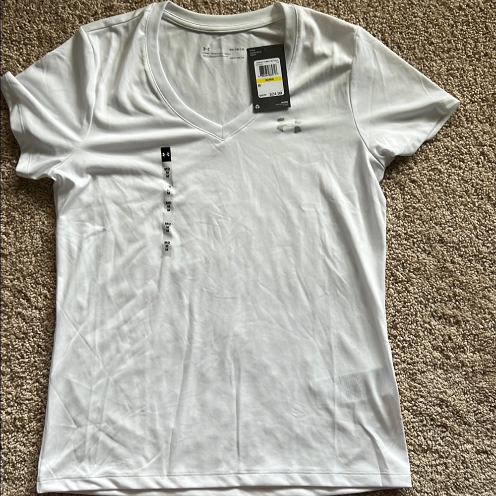Under Armour White Fitted Short Sleeve T-Shirt athletic Athleisure